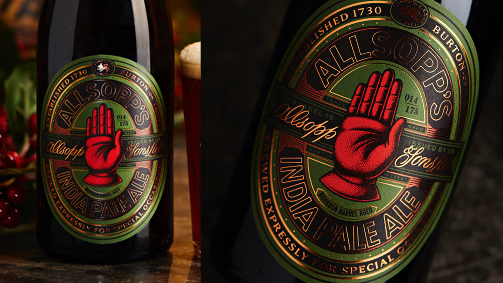Premium labels made for Allsopps Beer printed and foiled in house at FE Burman.