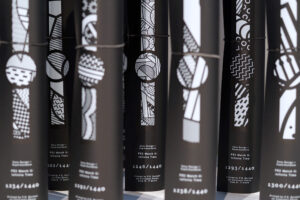 Premium printing watch band templates with intricate black and white patterns, luxury packaging and print finishes London