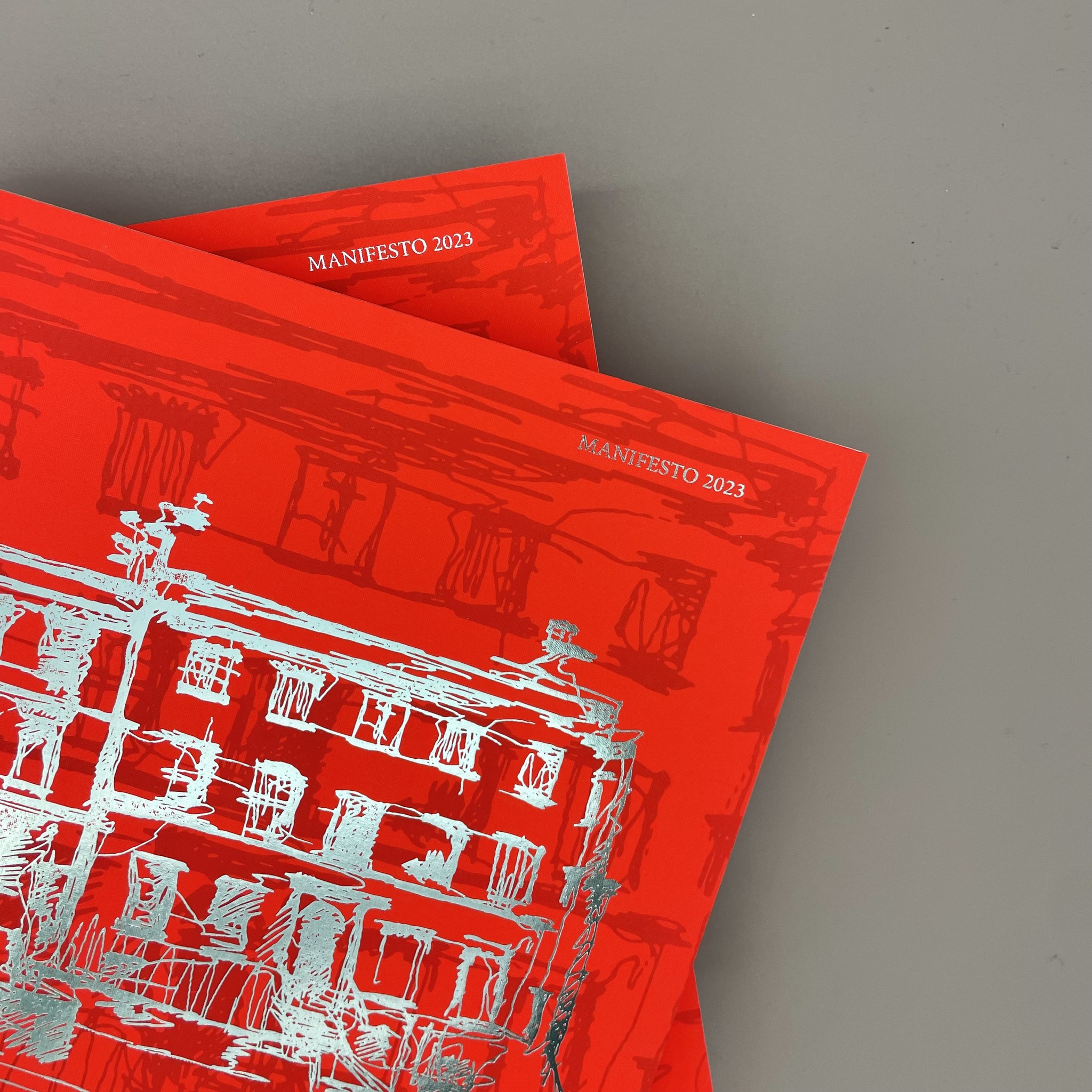 High quality red printed book with metallic foil detailing, Premium print finishing London