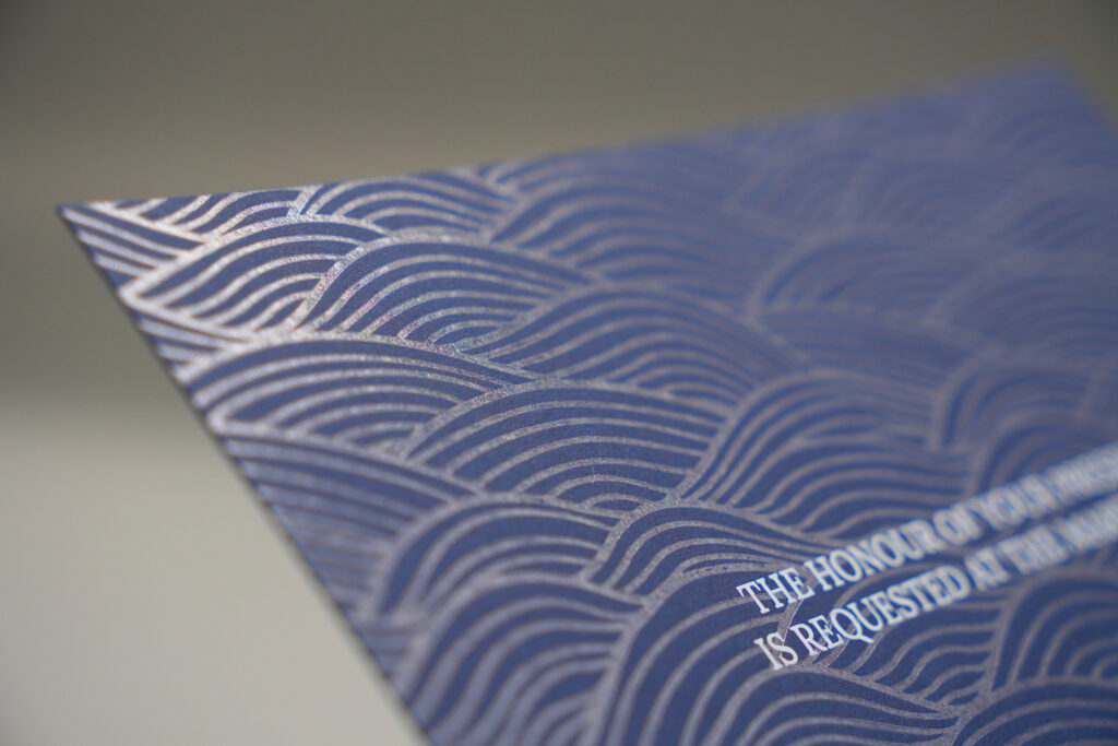 Silver foil wave pattern invitation print